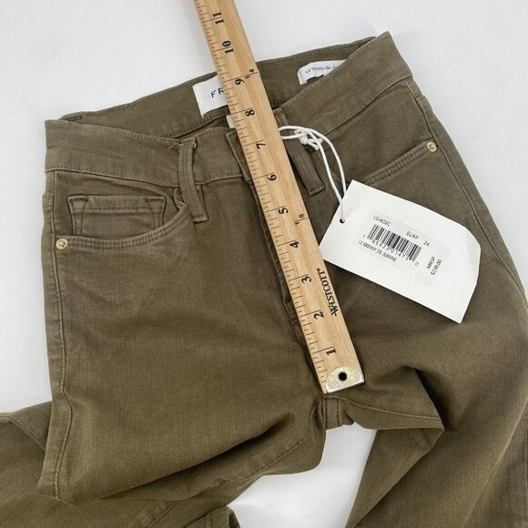 Frame Women’s Size 24 Le Skinny De Jeanne Green Coated Denim Jeans Surplus NWT - Picture 10 of 14